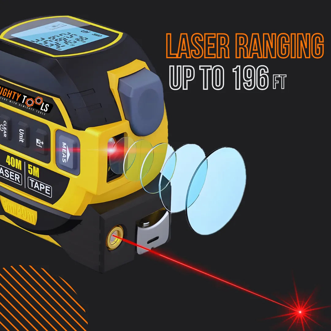 3-i-1 Laser Måttband med Avståndsmätare & Korslinje
