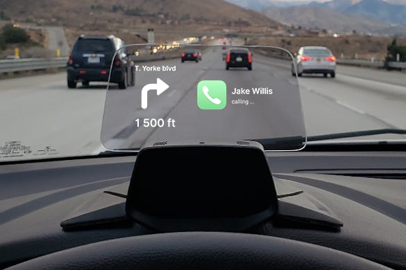 Trådlös HUD Projektor med GPS, Notiser & Mobil Laddning
