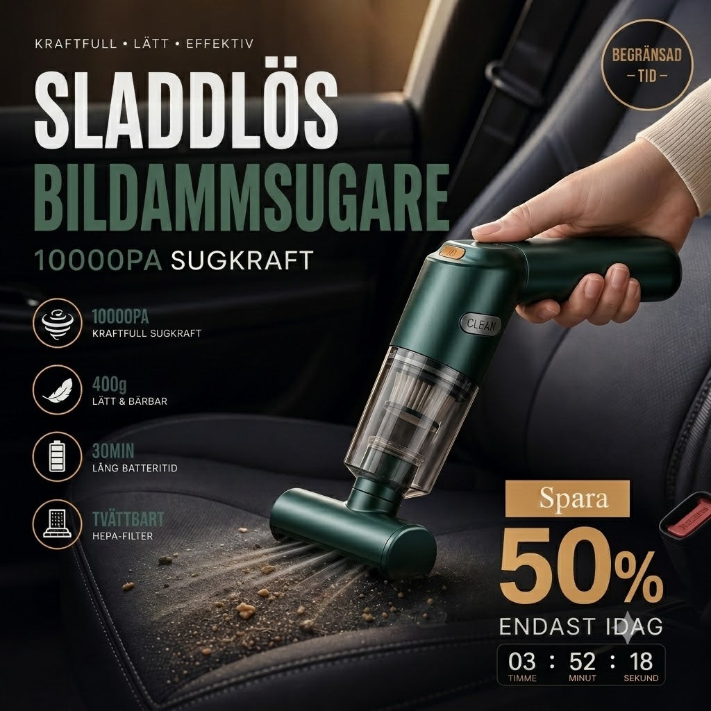 Sladdlös Bildammsugare med Hög Effekt – Nå och Rengör Varje Svåråtkomlig Vrå