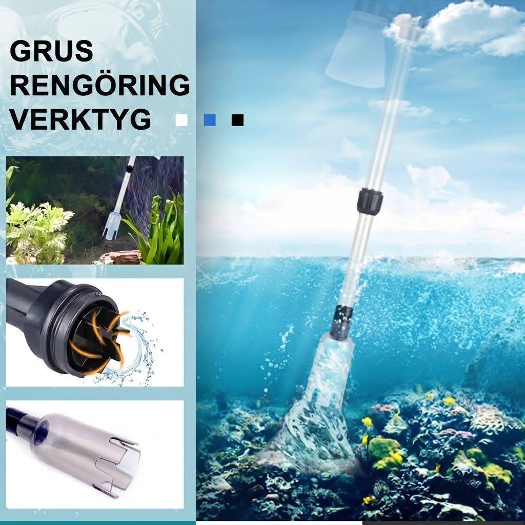 Elektrisk Akvariedammsugare & Slamhävert – Batteridriven Grusrengöring