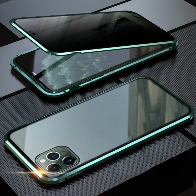 Magnetiskt Integritetsskal för iPhone med Härdat Glas och Metallram