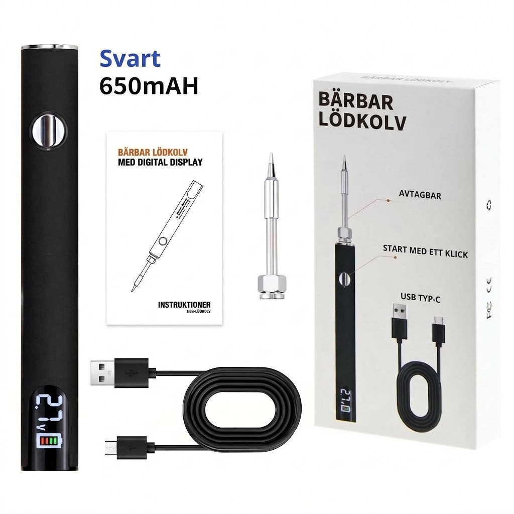 Bärbar Lödkolv Med Digital Display – Justerbar Värme För Små Reparationer