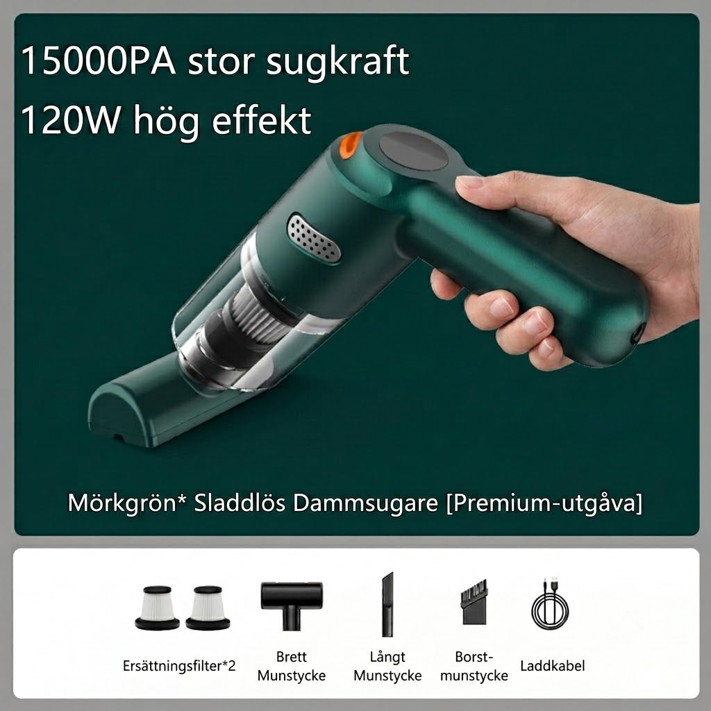 Sladdlös Bildammsugare med Hög Effekt – Nå och Rengör Varje Svåråtkomlig Vrå