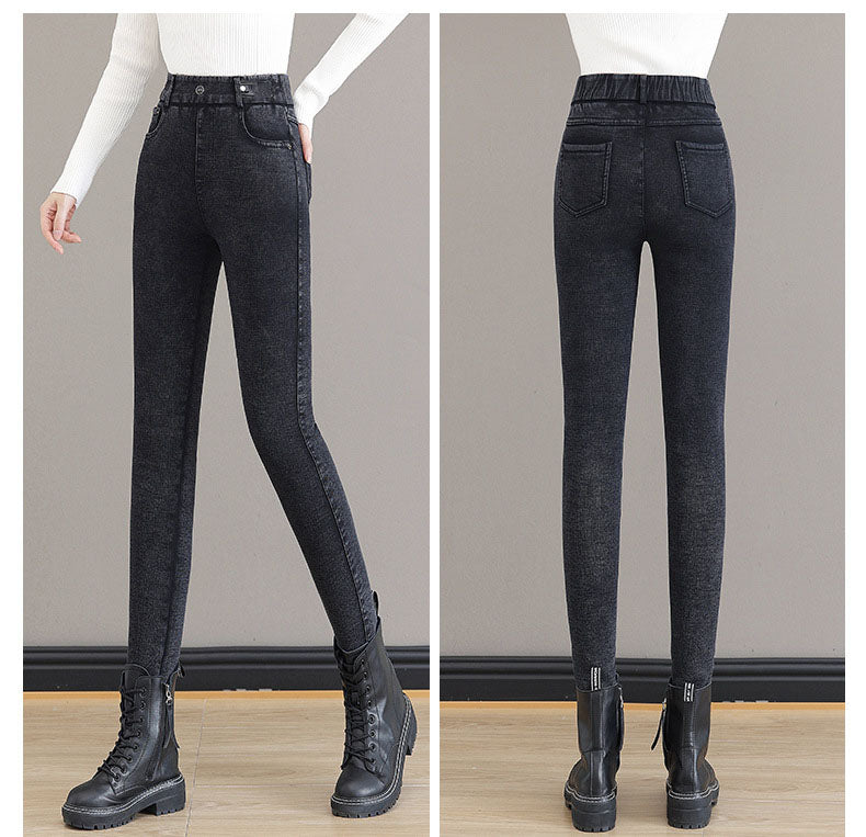 Varma Skinny-Jeans för Dam med Hög Midja & Stretch