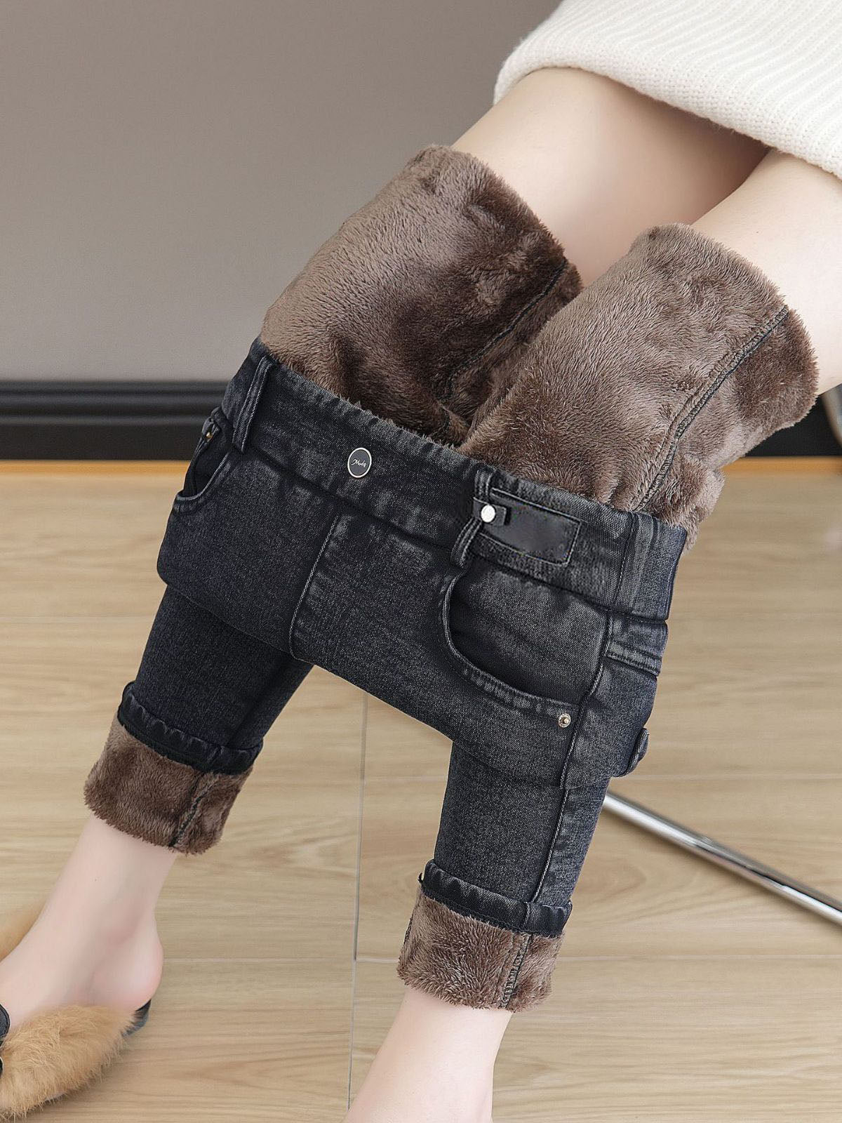 Varma Skinny-Jeans för Dam med Hög Midja & Stretch