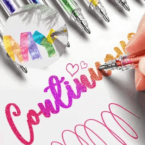 Glittergelpennor för kreativt skrivande och färgläggning