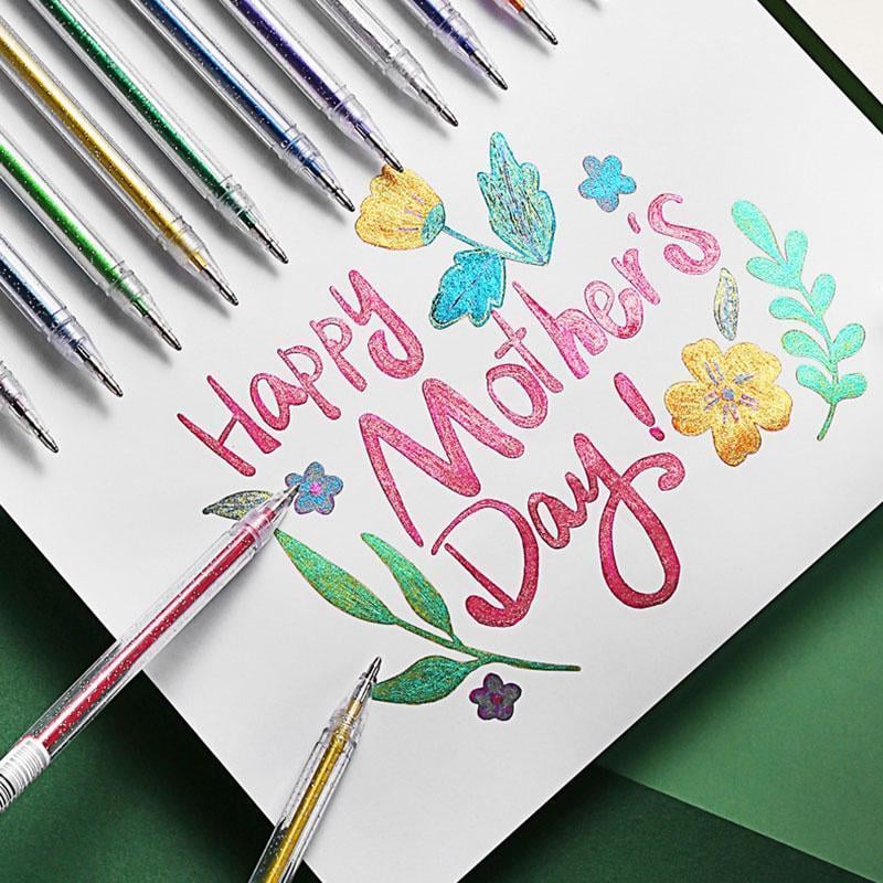 Glittergelpennor för kreativt skrivande och färgläggning