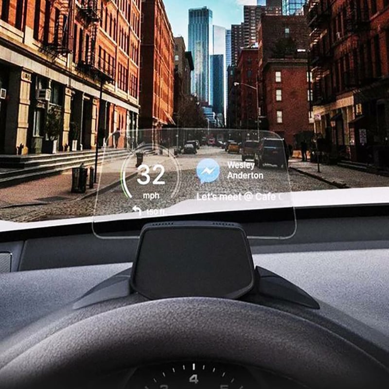 Trådlös HUD Projektor med GPS, Notiser & Mobil Laddning