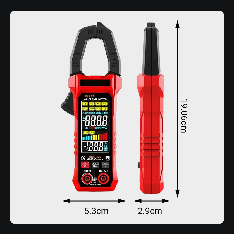 Digital Strömtång 600A med Multimeter – Mäter Ström, Spänning, Temperatur & NCV