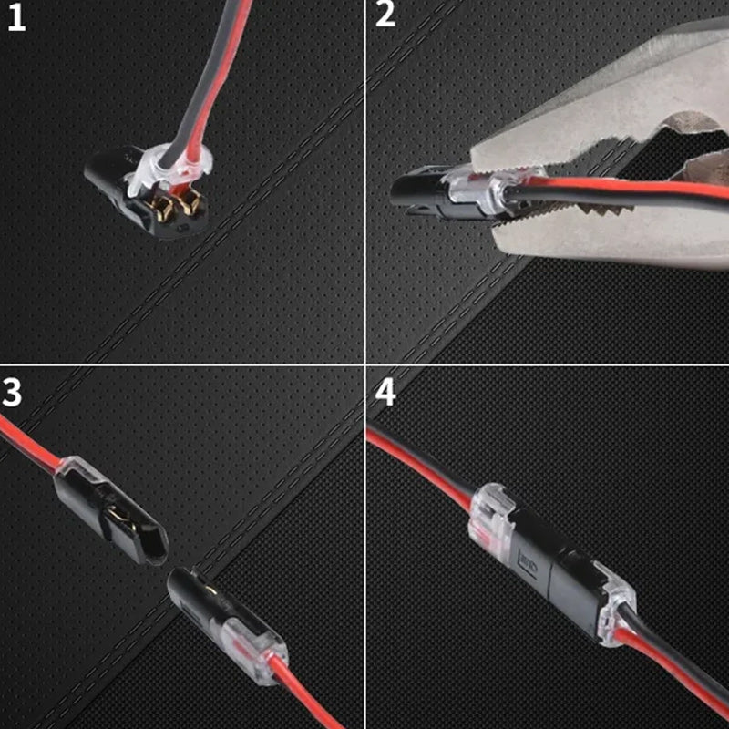 2-Polig Snabbkoppling för Kabel – Säkert Låsspänne & Återanvändbar