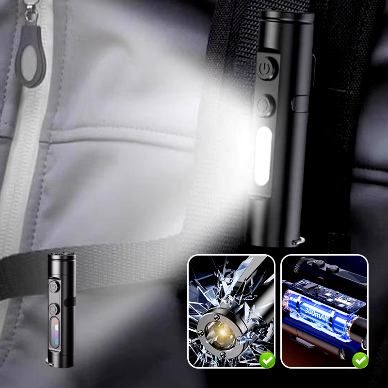 Uppladdningsbar och magnetisk mini nyckelringsficklampa