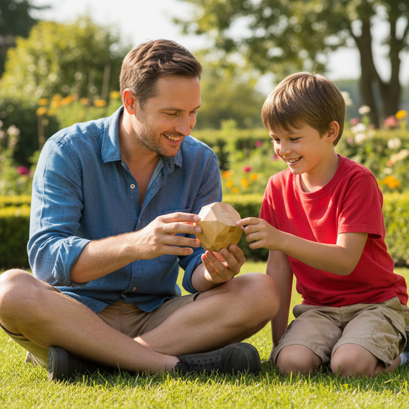 Klassiskt 3D-Träpussel för Hjärngympa & Logik
