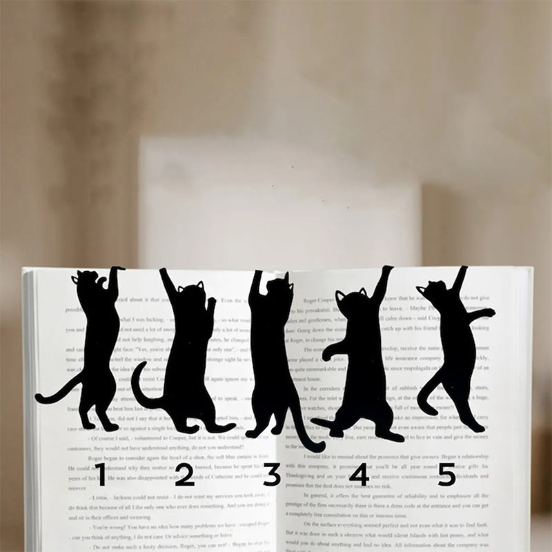 5-pack Metallbokmärken med Kattmotiv