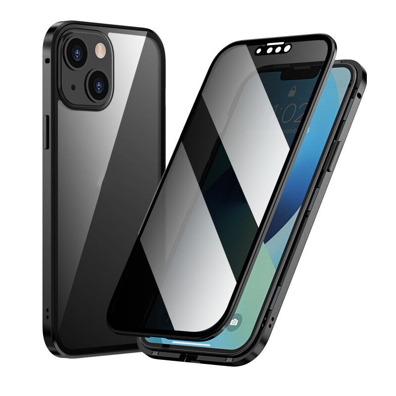 Magnetiskt 360° Skal för Mobiltelefon – Dubbelsidigt Glas & Anti-Spy