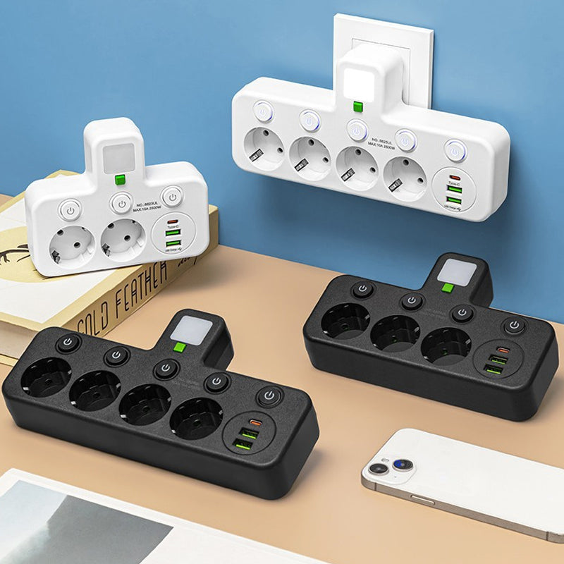 Smart Grenkontakt med Individuella Brytare och USB-uttag