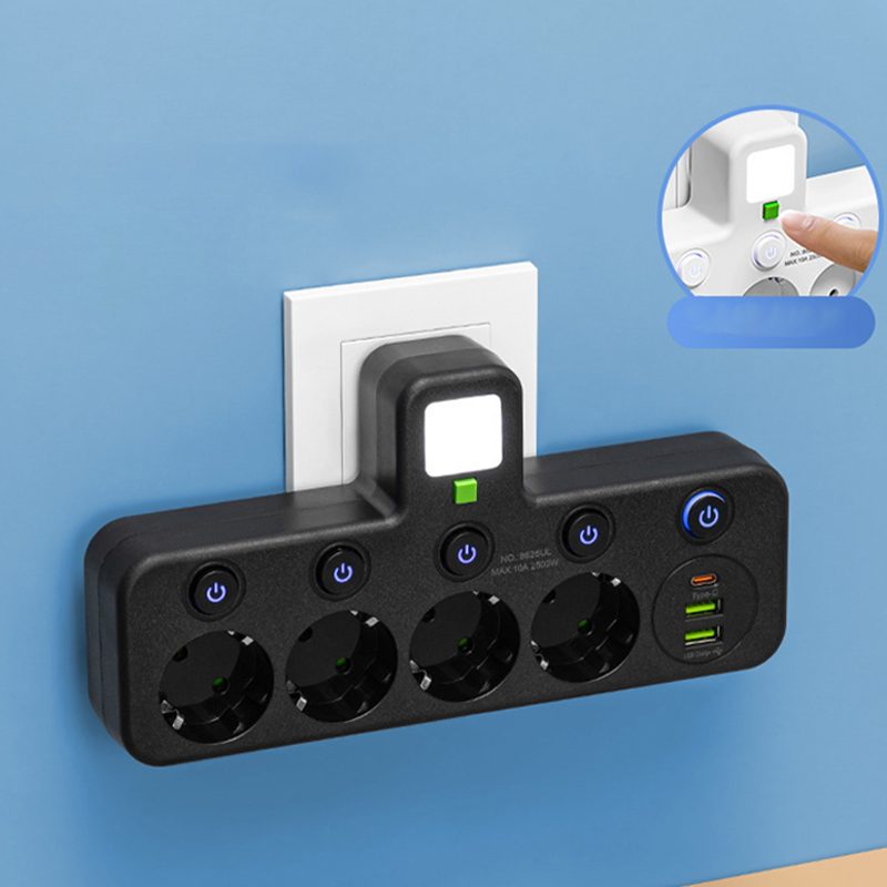 Smart Grenkontakt med Individuella Brytare och USB-uttag
