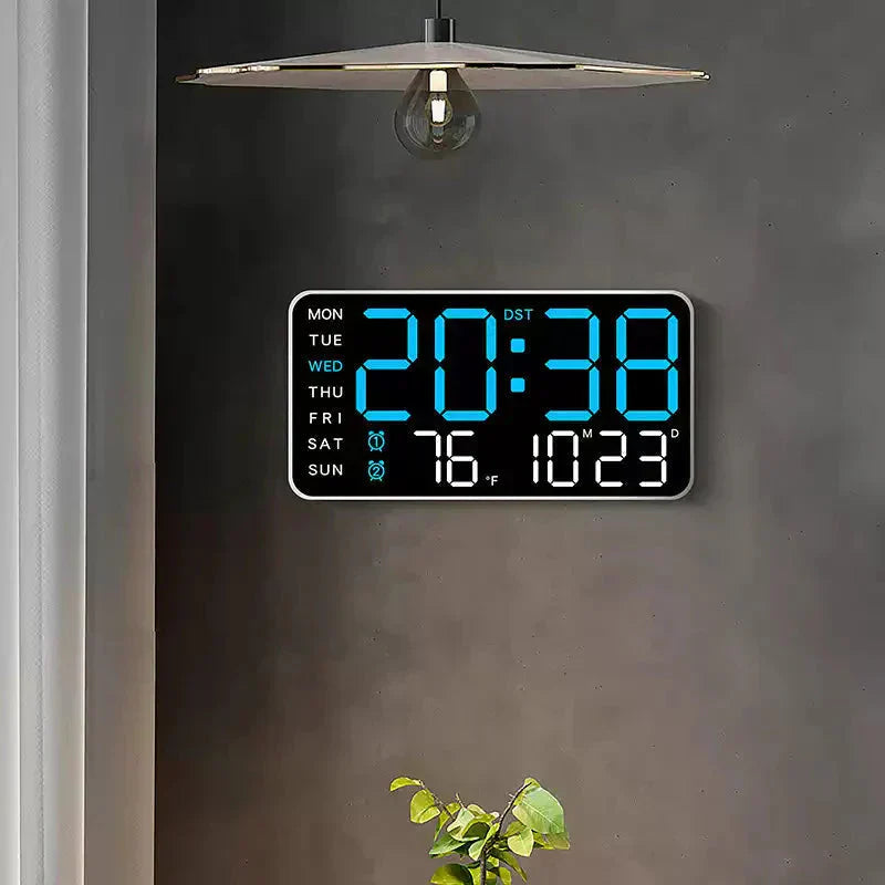 Stor Digital LED-Väggklocka – Datum och Temperatur