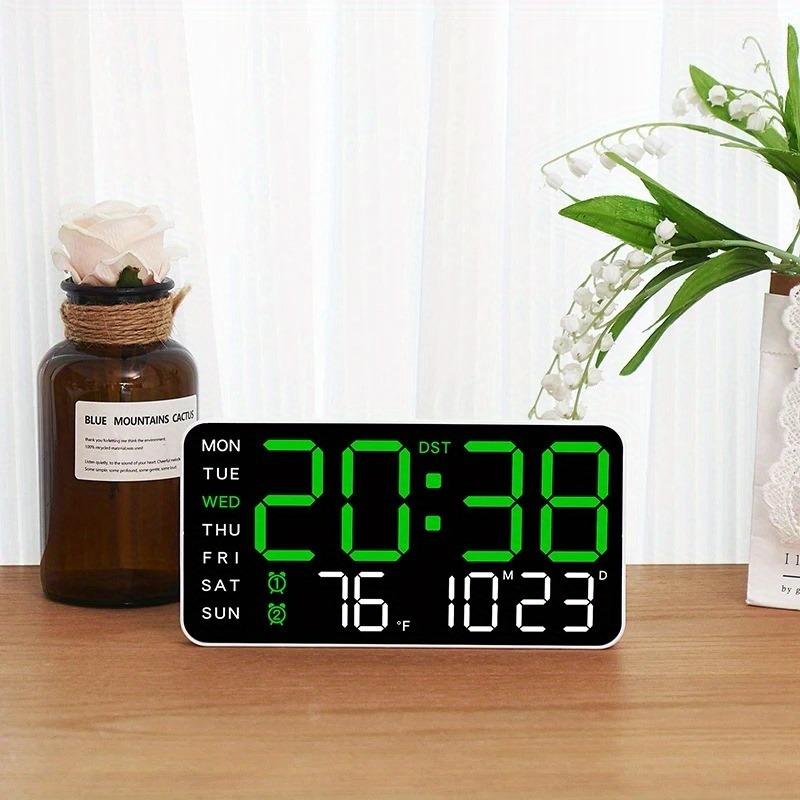Stor Digital LED-Väggklocka – Datum och Temperatur