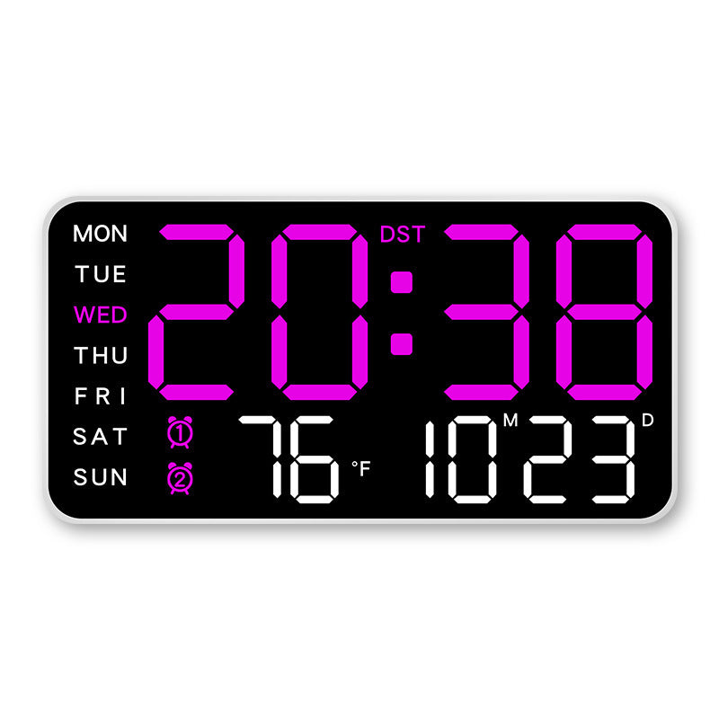 Stor Digital LED-Väggklocka – Datum och Temperatur