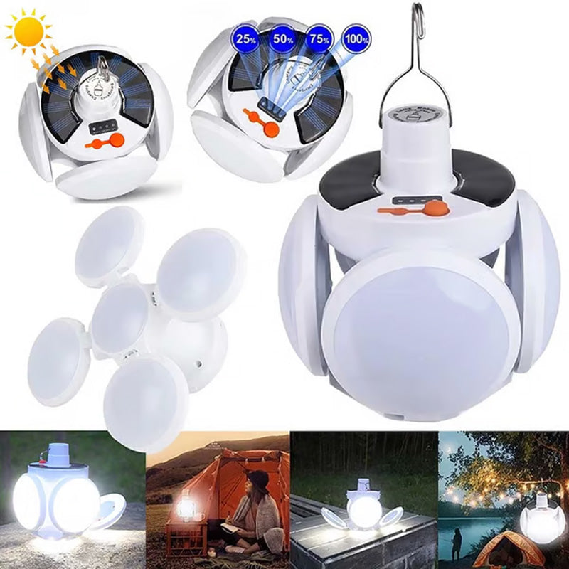 Bärbar LED-belysning med Solpanel och Krok