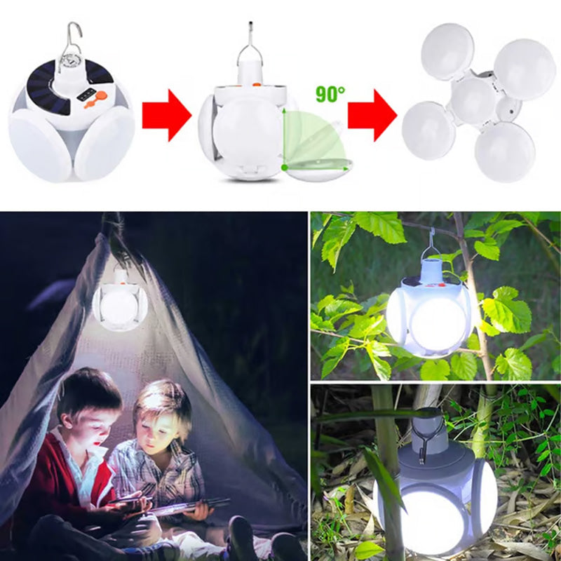 Bärbar LED-belysning med Solpanel och Krok
