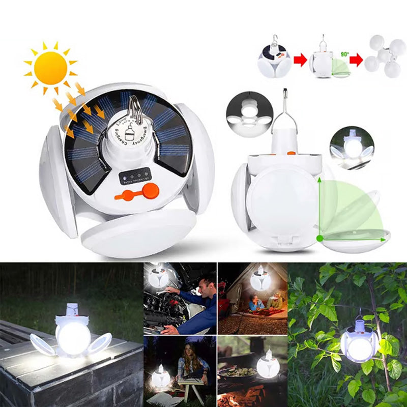 Bärbar LED-belysning med Solpanel och Krok