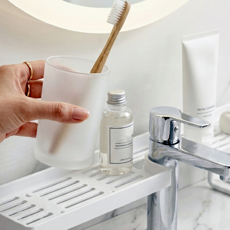 Kranmonterad Vaskorganisatör utan Borrning – Hygienisk förvaring med snabbdränering