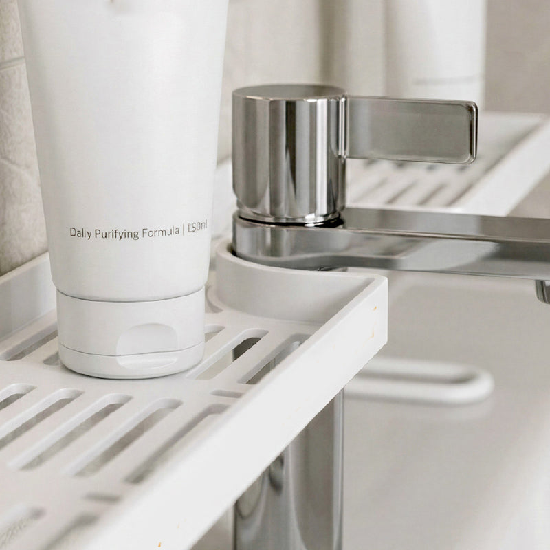 Kranmonterad Vaskorganisatör utan Borrning – Hygienisk förvaring med snabbdränering
