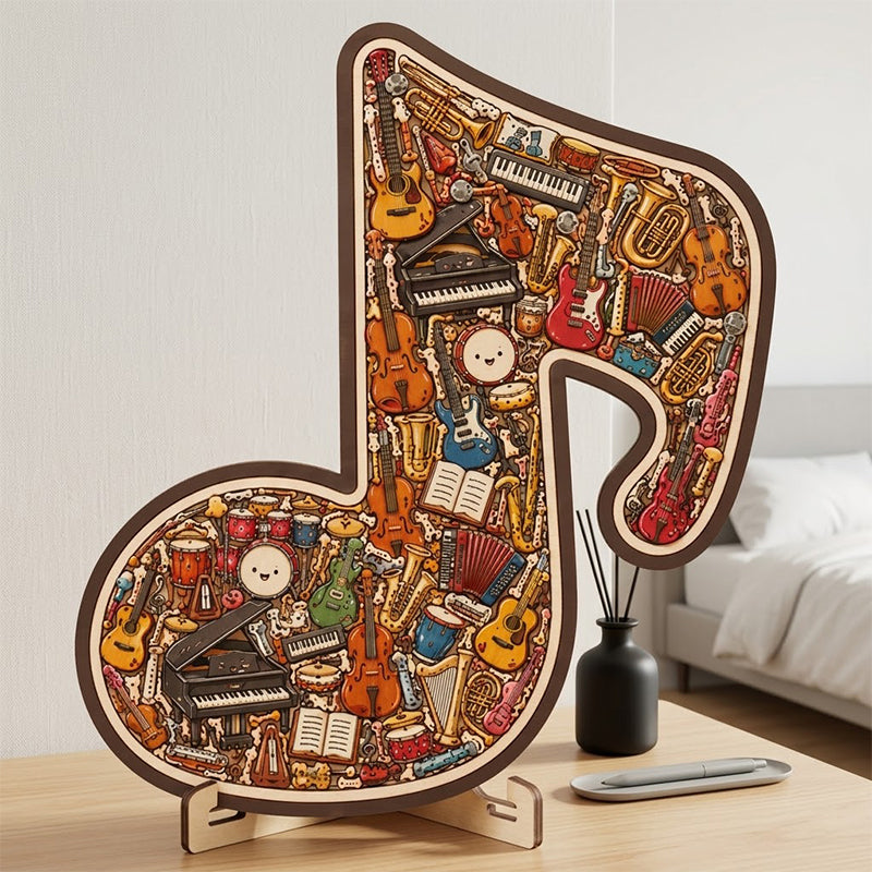 Konstnärligt Musikpussel i Trä med Figurbitar